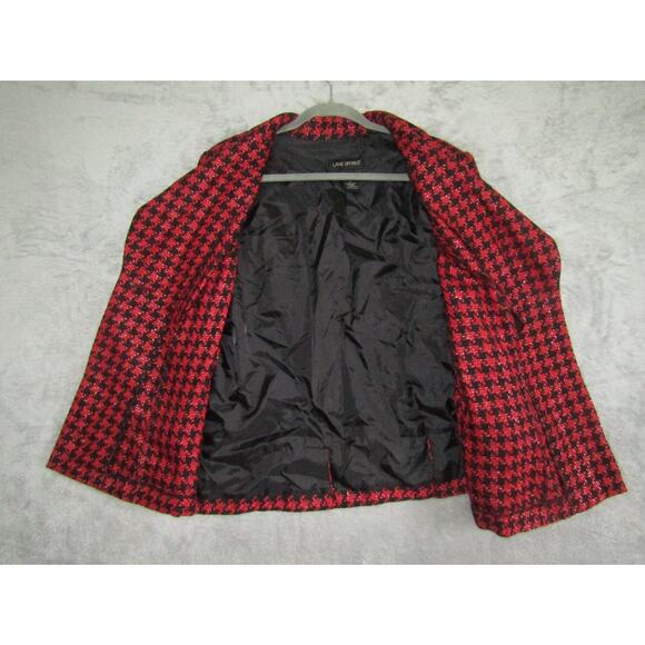 Lane Bryant Red Black Glitter Houndstooth Blazer Jacket Women’s 20 3/4 Sleeve - Picture 3 of 9